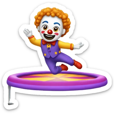 A man jumps on a trampoline in a clown costume sticker