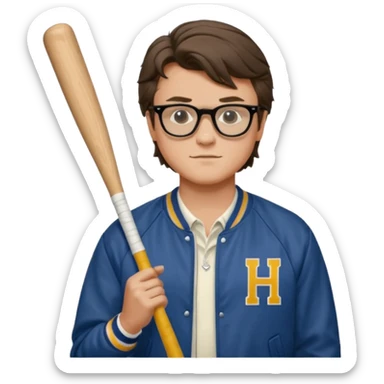 Steve Harrington from stranger things with the black non see through glasses and bat sticker