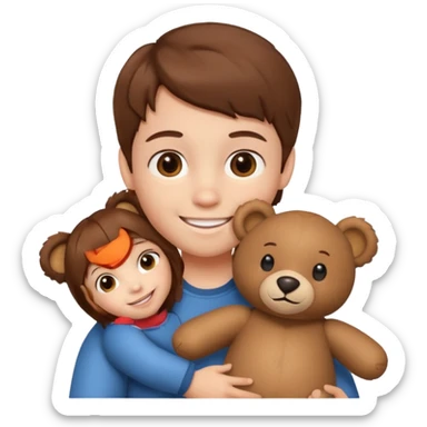 kid with teddy bear sticker