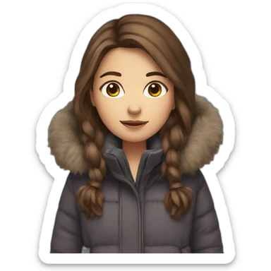 Brown Hair girl in winter clothes sticker