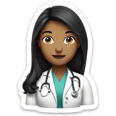 Female doctor with black long hair sticker