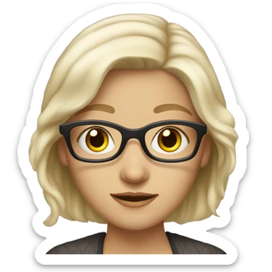 Blonde-haired, white-haired girl with glasses and brown eyes sticker