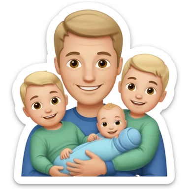 white man with three babies sticker