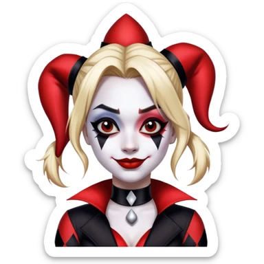 Harley Quinn Jester Suit. Black, Red, and White sticker