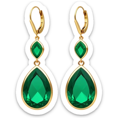 A medium drop style bold earrings in rich emerald green, sleek modern design sticker