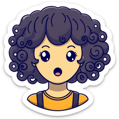 shocked face with a curly wig sticker
