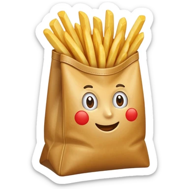 arrow pointing to fries in bag sticker