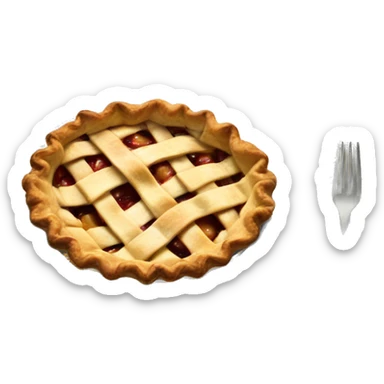 Apple pie on steel with a tablecloth sticker