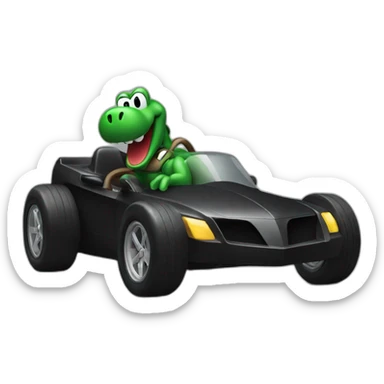 black Yoshi racing in a dark green Cadillac sticker