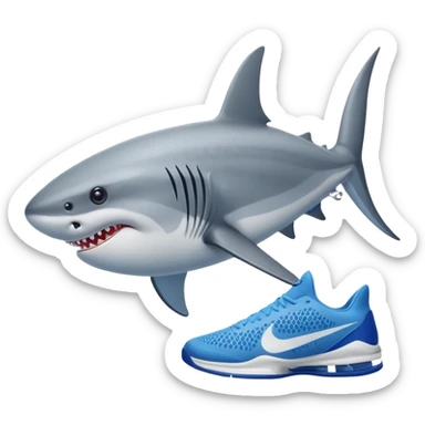 Tiburón con 3 patas y tenis Nike azules sticker