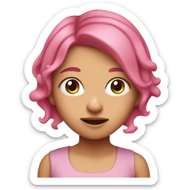 A pink circle girl crying sticker