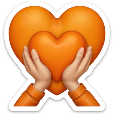 Pray hands + orange heart sticker