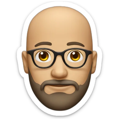 Bald man with beard and optical glasses sticker