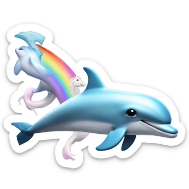 dolphin flying with an unicorn sticker