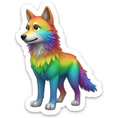 Rainbow Wolf Full Body sticker