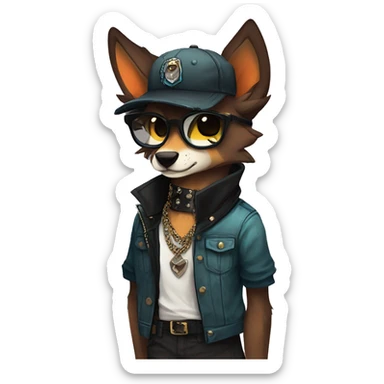 cool edgy animal fursona by griffsnuff & LiLaiRa & Falvie with badass colors and a collar full body sticker