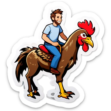 Donkey riding a chicken sticker