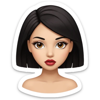 Glamourous, light brown skin tone, very beautiful woman, with big plump lips, long long lashes, black hair shave head, brown eyes sticker