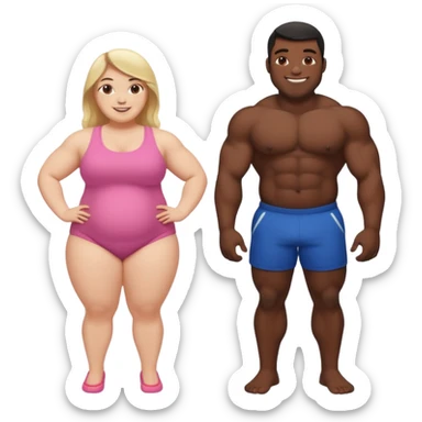 Fat white girl muscular black man  sticker