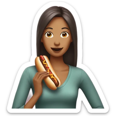 Woman eating hotdog sticker