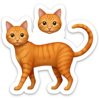 full body solid orange domestic shorthair slim cat with yellow/orange eyes playing sticker