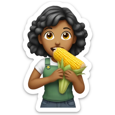 Girl eating corn sticker