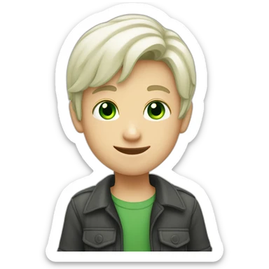 boy doing thumbs up with green eyes and dyed white, long hair on top and very short on the sides sticker