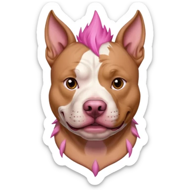 very tattoed face pitbull dog with pink spiky hair sticker