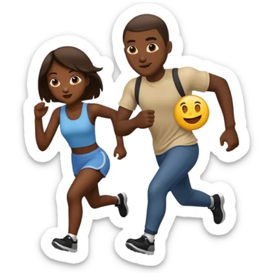 A black robber with girl over shoulder while running as a emoji sticker