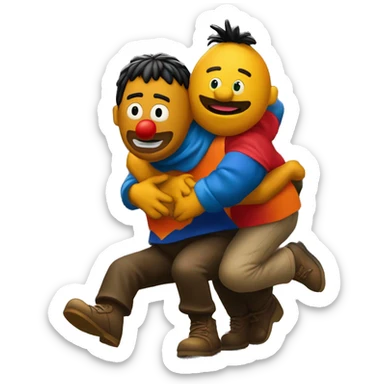 bert and ernie piggy back ride sticker
