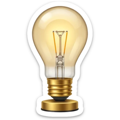 Standard incandescent light bulb with brass base and clear glass sticker