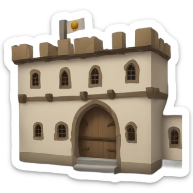 medieval town hall with "town hall" letters on it sticker