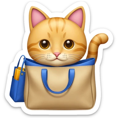 gatito con totebag sticker