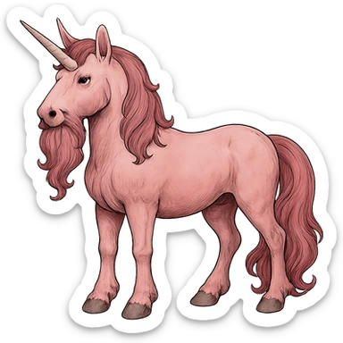 Bearded pink unicorn sticker