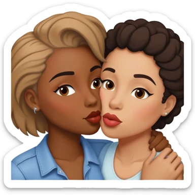 interracial couple kissing. both are women. one is butch and one is femme sticker