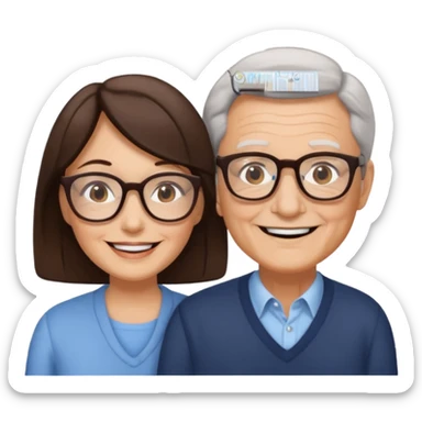  Older Couple with women brunettes sticker