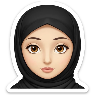 hijab with dark brown eyes and long lashes with and light  skin sticker