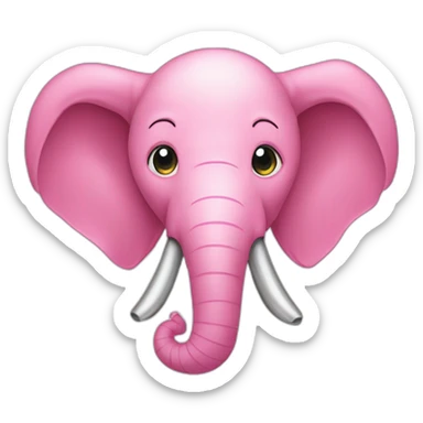 Pink elephant head with super large ears and an antenna on head sticker