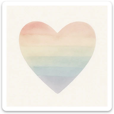 rainbow pride heart, watercolor art style, no text sticker