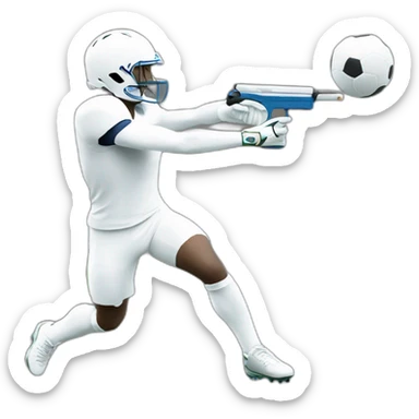White European football player shooting in but sticker