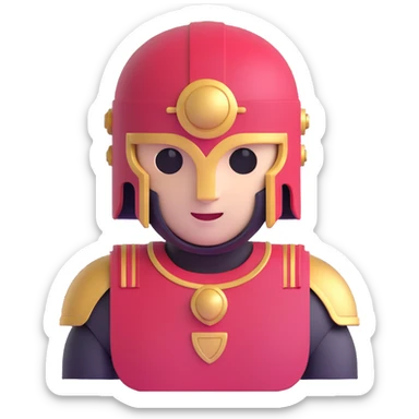 chatbot with Greek helmet, friendly expression sticker