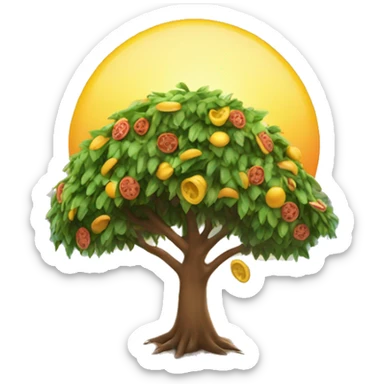 Sunset palam tree beach and pizza raining  sticker