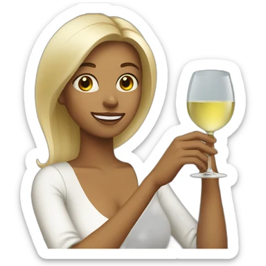 girl with a glass of white wine sticker