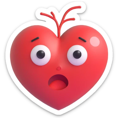 heart symbol showing stress with expressive lines, sweat drops, worried face sticker