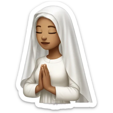 Light skin girl praying with white veil  sticker