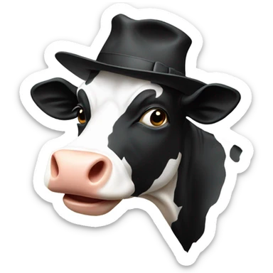 Cow with hat sticker