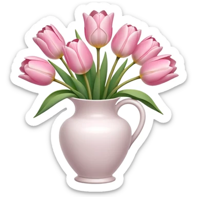 Light pink tulips in white vase sticker