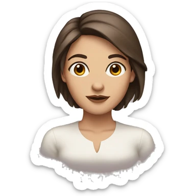 Brown hair brown eyes pale women with one eyebrow raised sticker