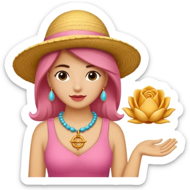 Rosa mujer comprando collares de concha marina 🐚  sticker