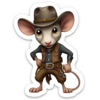 A cow-boy rat sticker